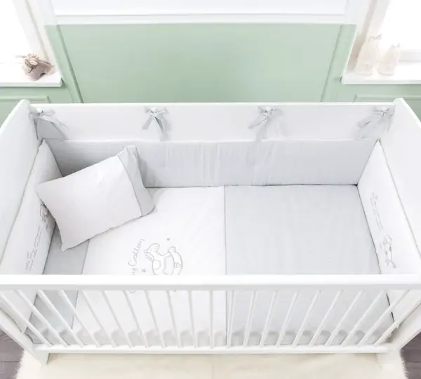 Posteľná súprava do postieľky 70x140cm chloe - biela/sivá