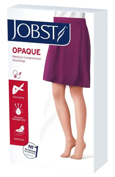 JOBST Opaque 1 - stehenní punčochy se silikonovým lemem bez špice - běžná délka - černé - velikost III
