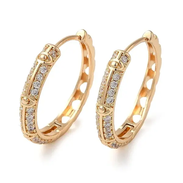 Brass Cubic Zirconia Hoop Earrings for Women