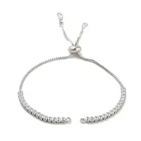 Brass Pave Clear Cubic Zirconia Square Slider Bracelet Making