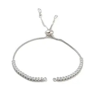 Brass Pave Clear Cubic Zirconia Square Slider Bracelet Making