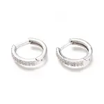 Brass Micro Pave Clear Cubic Zirconia Huggie Hoop Earrings
