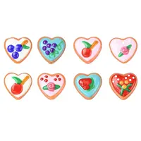 9Pcd 9 Colors Painted Glass Beads Enamel Beads Heart with Fruit