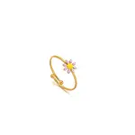 Daisy 304 Stainless Steel Enamel Open Cuff Rings for Women