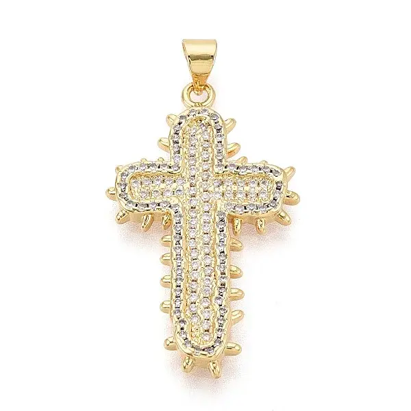 Brass Micro Pave Clear Cubic Zirconia Pendants