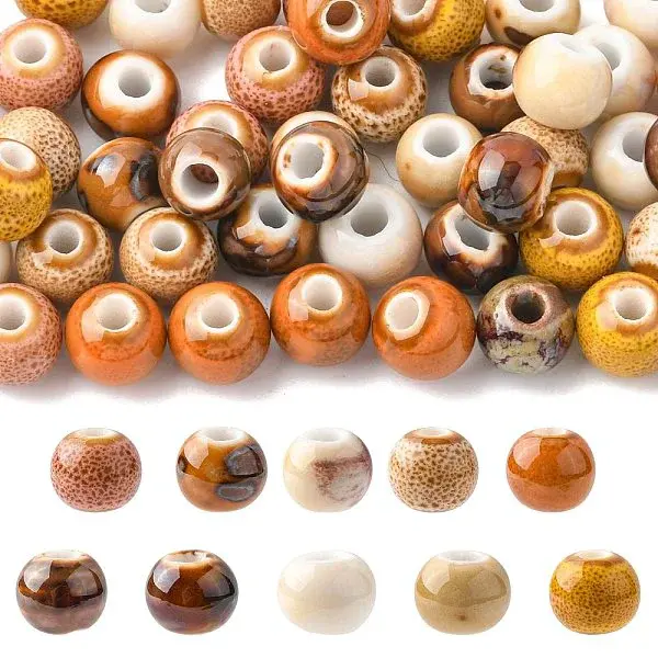 68Pcs 9 Colors Handmade Porcelain Beads