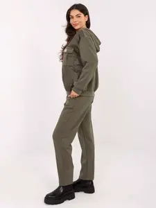 Khaki tepláková souprava s kapucí