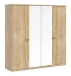 Čtyřdveřová šatní skříň se zrcadlem cody - dub