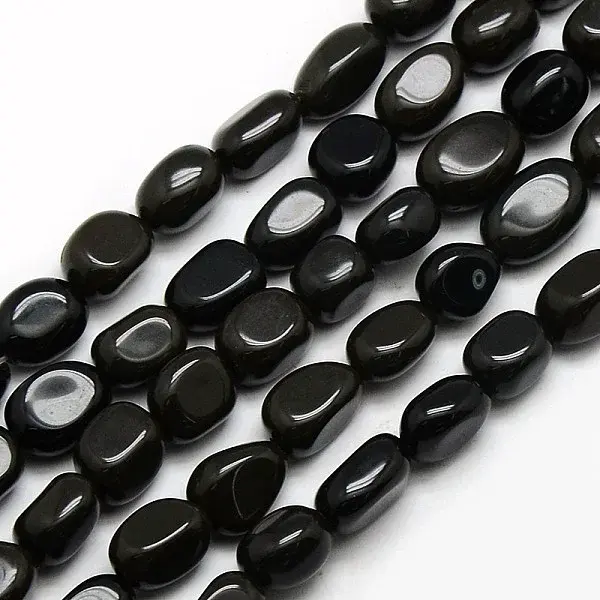 Natural Obsidian Nuggets Beads Strands