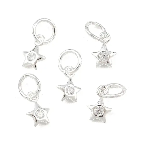 925 Sterling Silver Pave Clear Cubic Zirconia Charms