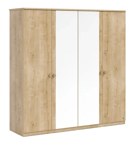Čtyřdveřová šatní skříň se zrcadlem cody - dub