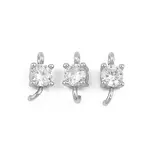 Brass Pave Clear Cubic Zirconia Flat Round Connector Charms