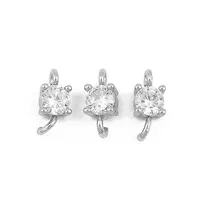 Brass Pave Clear Cubic Zirconia Flat Round Connector Charms