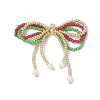 Christmas Glass Seed Beaded Bowknot Pendants