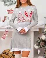 Resti Christmas Sweater Women's Dress in Gray