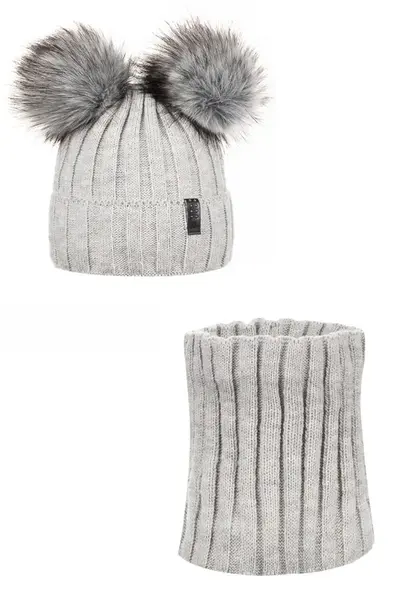 Sada čepice a šály Ander BIANCA - světle šedá