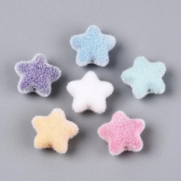 Flocking Opaque Acrylic Star Beads