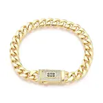 Brass Micro Pave Clear Cubic Zirconia Cuban Link Chain Bracelets