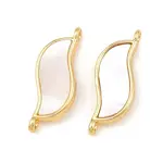 Brass with Natural White Shell Leaf Links Connector Charms