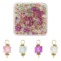 100Pcs Clear Acrylic Faceted Cube Connector Charms