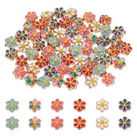 60Pcs 6 Colors Light Gold Tone Alloy Enamel Beads