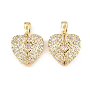Brass Micro Pave Cubic Zirconia Openable Pendants