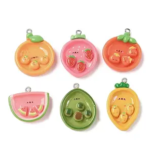 Cute Fruit Theme Opaque Resin Pendants