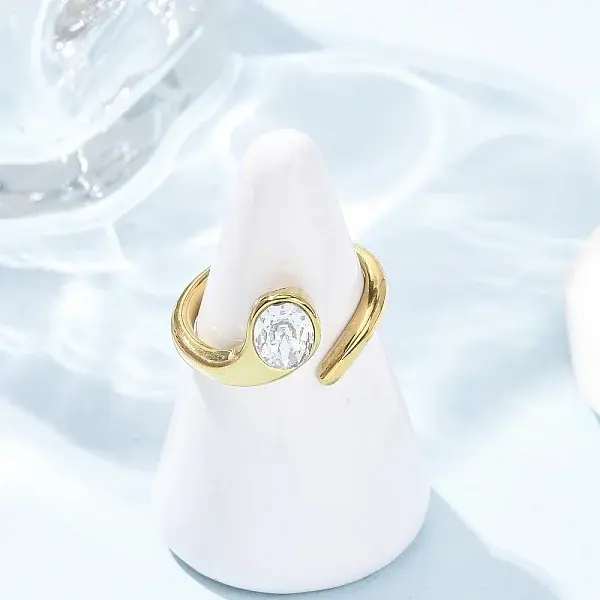 304 Stainless Steel Glass Cuff Open Rings