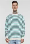 Pánská mikina Striped Crewneck - bílý písek/zelená