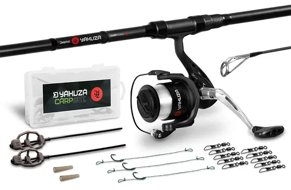 Delphin kaprársky set yakuza prút 3,6 m 3 lb 3-diel + navijak 6t + príslušenstvo