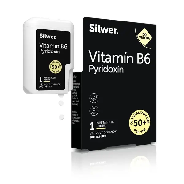 Silwer Vitamín B6 Pyridoxín, minitablety v dvojbalení