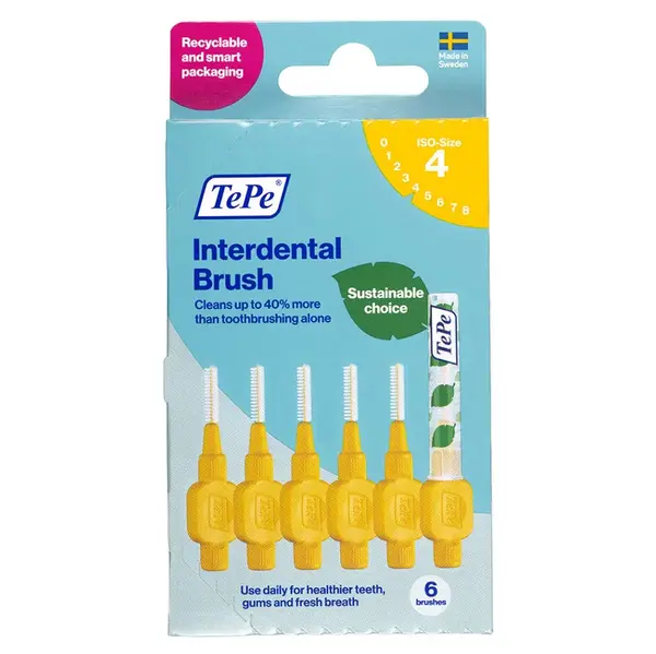 TEPE Original Mezizubní kartáčky žluté 0,7 mm v krabičce 6 kusů, poškozený obal