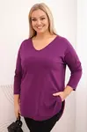 Plus size dámská halenka s V-výstřihem, tmavě fialová