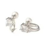 Glass Rectangle Hoop Earrings with ABS Pearl Beaded