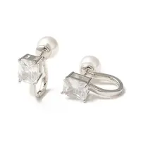 Glass Rectangle Hoop Earrings with ABS Pearl Beaded