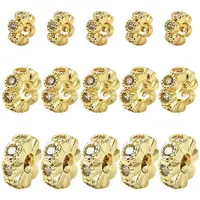 15Pcs 3 Styles Brass Cubic Zirconia Spacer Beads