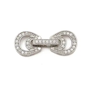 Brass Micro Pave Clear Cubic Zirconia Fold Over Clasps
