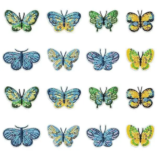 16Pcs 8 Styles Polyester Iron on Clothing Patches