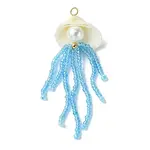 Natural Clam Shell & Glass Pearl & Glass Seed Beaded Big Pendants