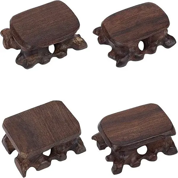 Sandalwood Rectangle Stand Base for Gemstone Display