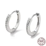 Rhodium Plated 925 Sterling Silver with Clear Cubic Zirconia Hoop Earrings