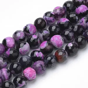 Dyed Natural Fire Crackle Agate Beads Strands