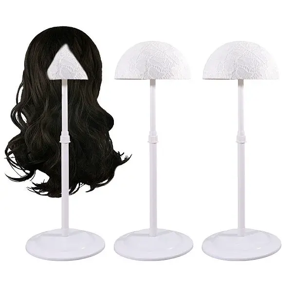 Adjustable Plastic with Lace Cloth Wig Display Stands