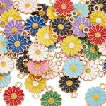 20Pcs Zinc Alloy Enamel Sunflower Connector Charms