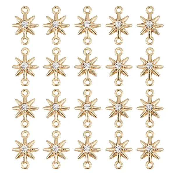20Pcs Brass Pave Clear Cubic Zirconia Connector Charms