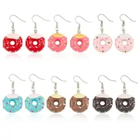 6 Pairs 6 Colors Resin Doughnut Dangle Earrings