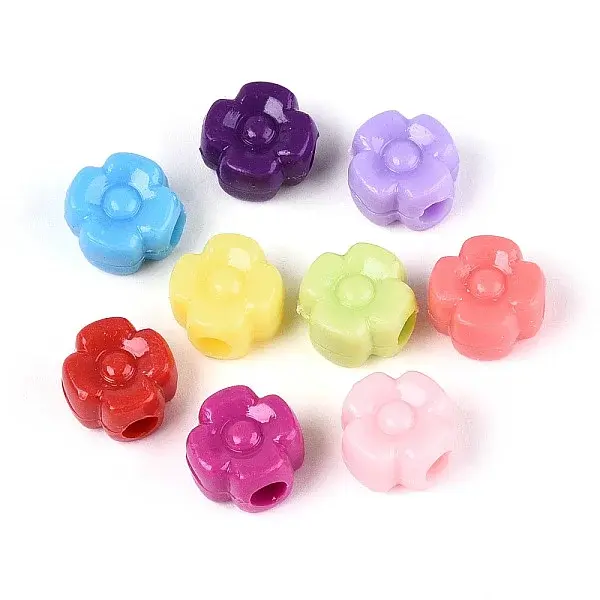 Plastic 4 Petal Flower European Beads