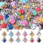60Pcs 12 Styles Alloy Enamel Connector Charms