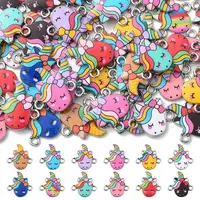 60Pcs 12 Styles Alloy Enamel Connector Charms