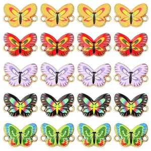 50Pcs 5 Colors Printed Alloy Connector Charms